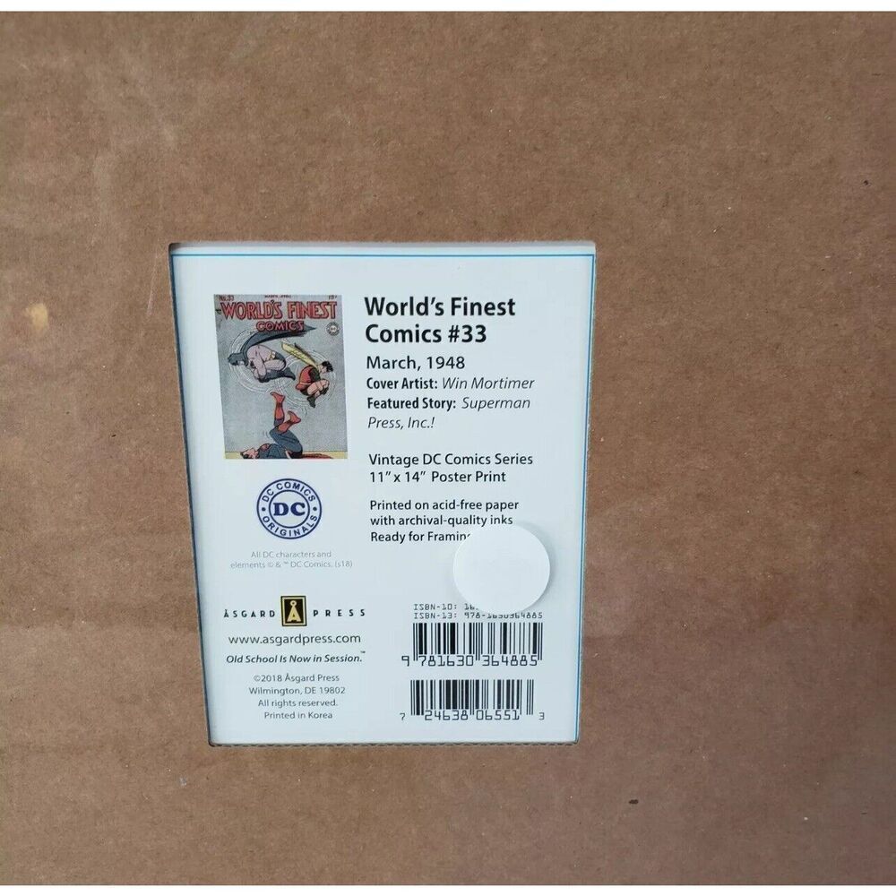 Worlds Finest Comics #33 1948 Batman Vintage DC COMICS Series 11"X14" Poster - Picture 2 of 2